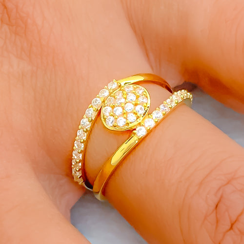 Exquisite Blooming 22k Gold CZ Ring