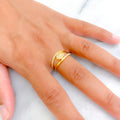 Exquisite Blooming 22k Gold CZ Ring
