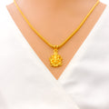 Elegant Ornate 22k Gold Ganpati Pendant 