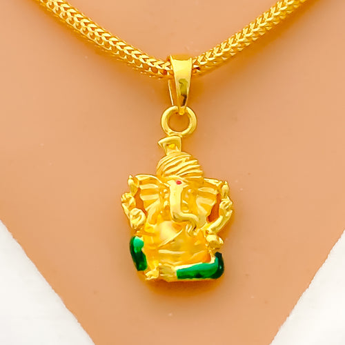 Vibrant Fancy 22k Gold Ganesh Pendant 