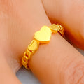 Delicate Heart Adorned 21k Gold Ring 