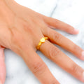 Delicate Heart Adorned 21k Gold Ring 