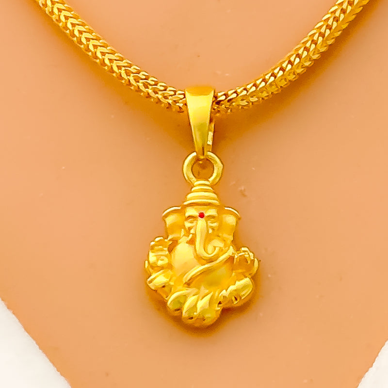 Matte Modest 22k Gold Vinayak Pendant 