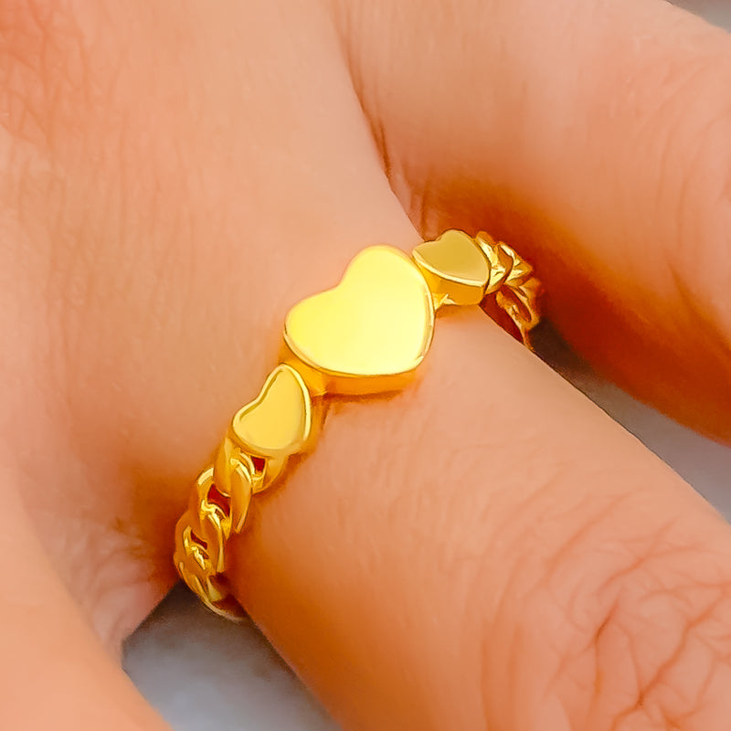 Majestic Heart Adorned 21k Gold Ring 