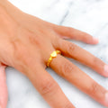Majestic Heart Adorned 21k Gold Ring 