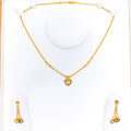 Dainty Dangling Heart 22K Gold Necklace Set 
