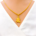 Colorful Plush 22k Gold Ganesh Pendant W/ Mushak 