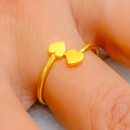 Sleek Twin Heart 21k Gold Ring