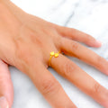 Sleek Twin Heart 21k Gold Ring
