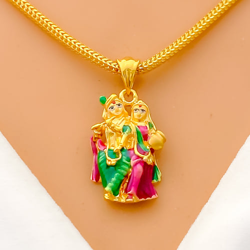 Charming Classic 22k Gold Radha Krishna Pendant 