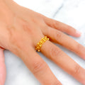 Reflective Beaded 21k Gold Ring 