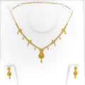 Stunning Tasseled Flower 22k Gold Necklace Set