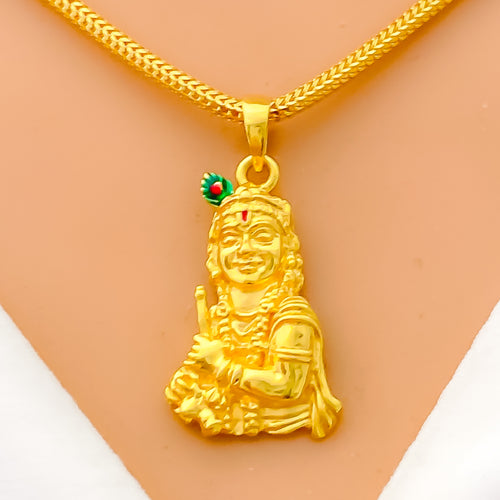 Majestic Glowing 22k Gold Krishna Pendant 