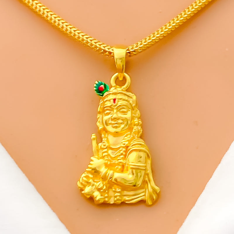 Majestic Glowing 22k Gold Krishna Pendant 