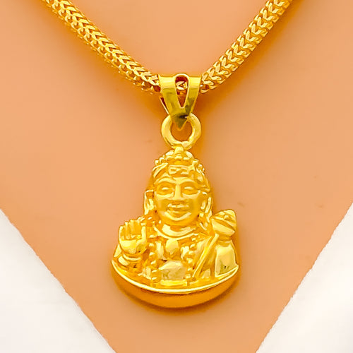 Ethereal Elegant 22k Gold Murugan Swami Pendant 