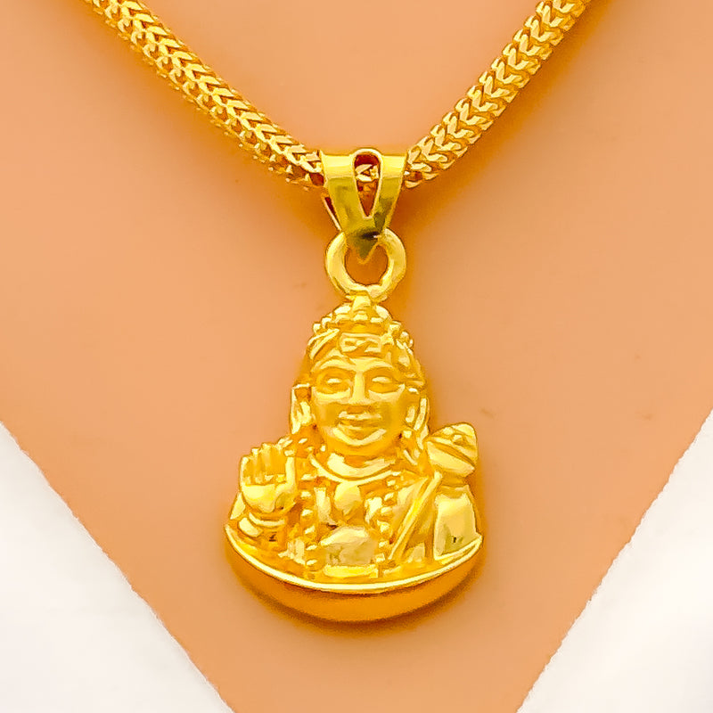 Ethereal Elegant 22k Gold Murugan Swami Pendant 