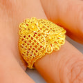 Graceful Netted Floral 22K Gold Ring 