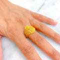 Graceful Netted Floral 22K Gold Ring 