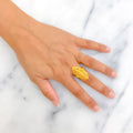 Regal Checkered Marquise 22K Gold Ring 