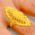 Regal Checkered Marquise 22K Gold Ring 