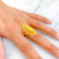 Regal Checkered Marquise 22K Gold Ring 