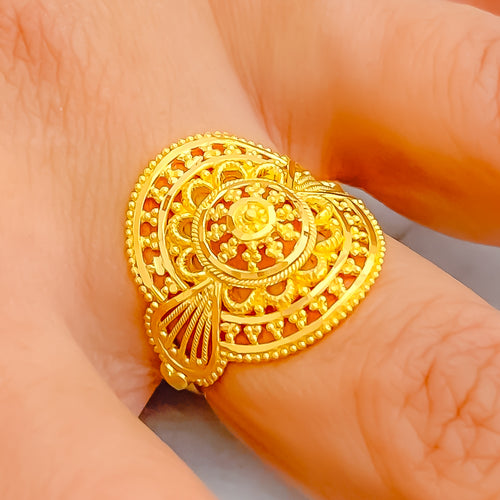 Luxurious Alluring Mandala 22K Gold Ring 