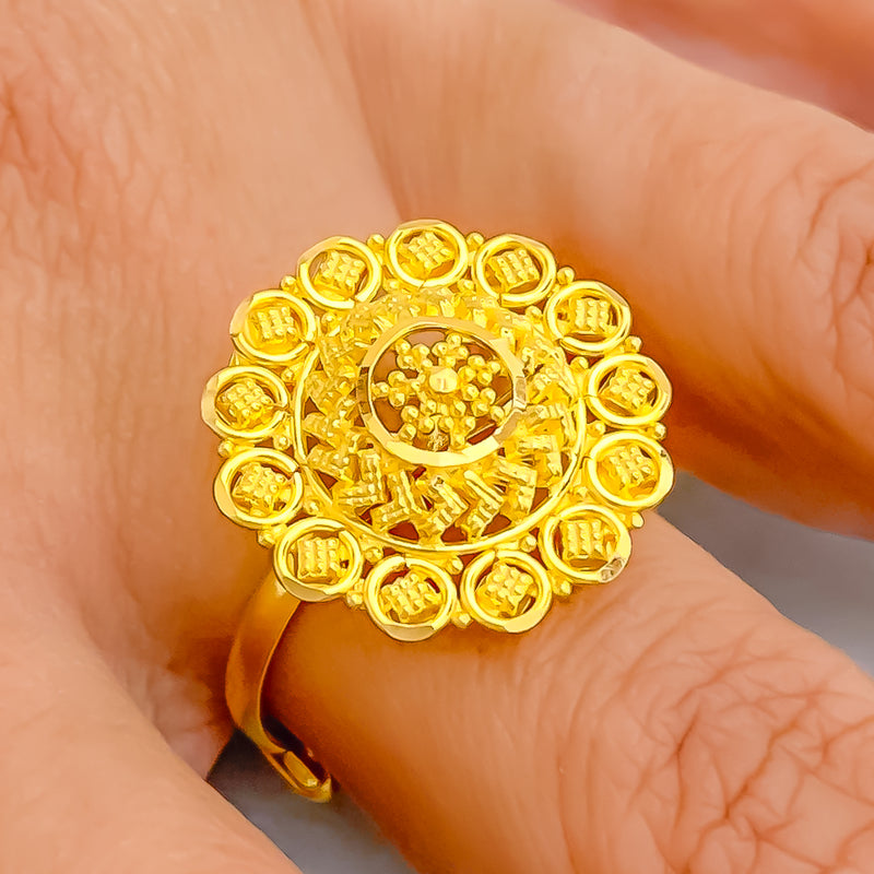 Floral Vintage Charm 22K Gold Ring 