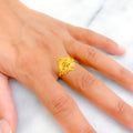 Captivating Netted Floral 22K Gold Ring 