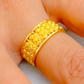 Majestic Checkered 22K Gold Ring Band 