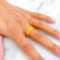 Majestic Checkered 22K Gold Ring Band 