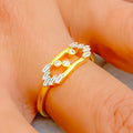 Versatile Glamorous Rectangular 18K Gold + Diamond Ring 