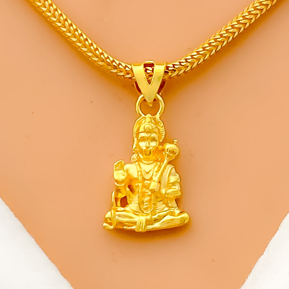 Gold Chain With Hanuman Pendant Devotional Gold Hanuman Pendant