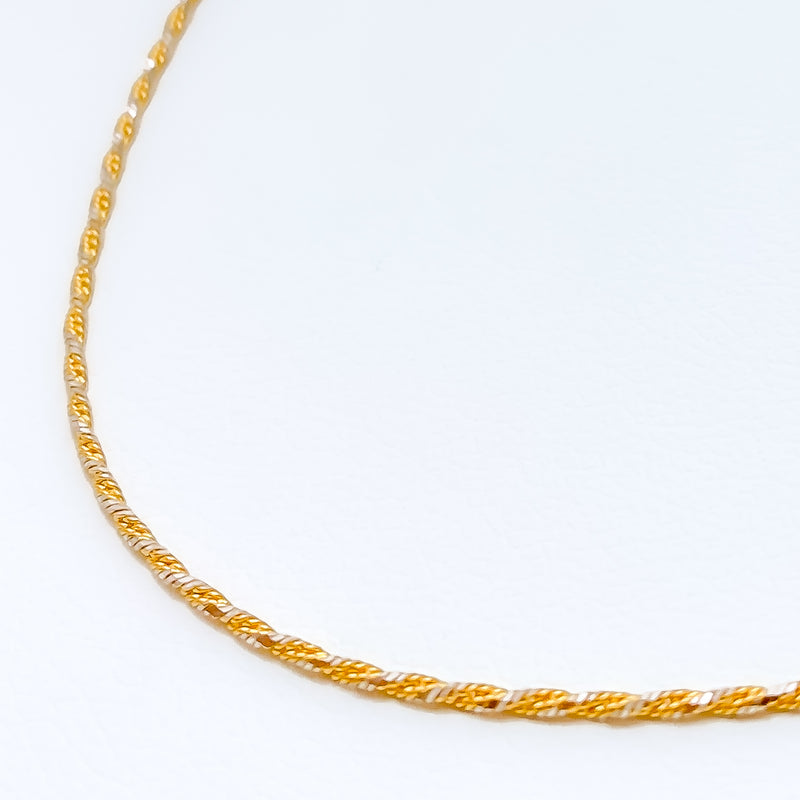Delicate Shiny Thin Rope 22K Gold Chain