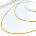 Fancy Thin Braided Rope 22K Gold Chain