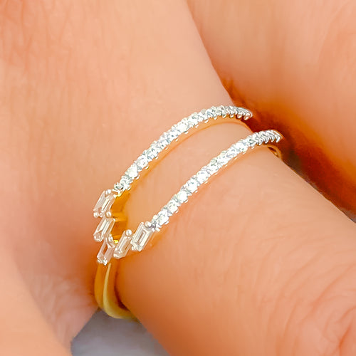 Impressive Elongated Oval 18K Gold + Diamond Ring 