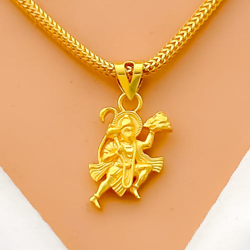 Detailed Dangling 22k Gold Hanuman Pendant 