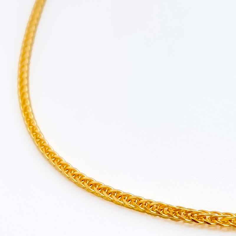 Thin Fancy Wheat Fox 22K Gold Chain 