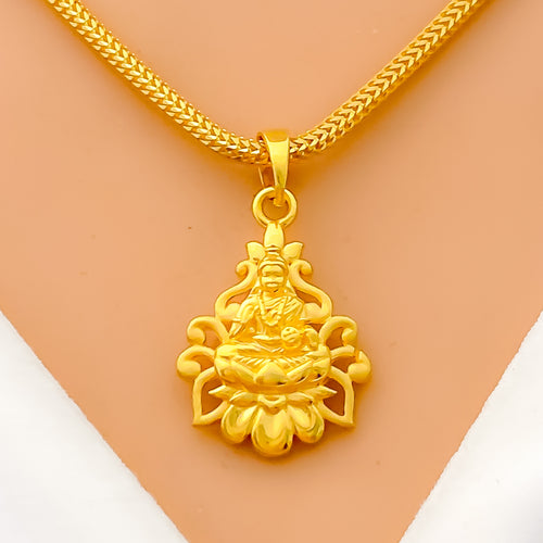 Beautiful Floral 22k Gold Maha Lakshami Pendant
