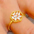 Impeccable Fancy Hexagon 18K Gold + Diamond Ring 