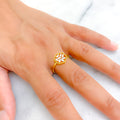 Impeccable Fancy Hexagon 18K Gold + Diamond Ring 