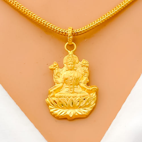 Lavish Blooming Lakshmi 22k Gold Pendant 