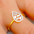 Minimalist Radiant Drop 18K Gold + Diamond Ring 