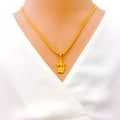Delicate Decorative 22k Gold Lakshmi Pendant 