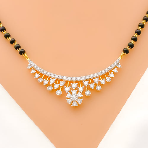 Shimmering Hanging Flower Diamond + 18k Gold Mangal Sutra 