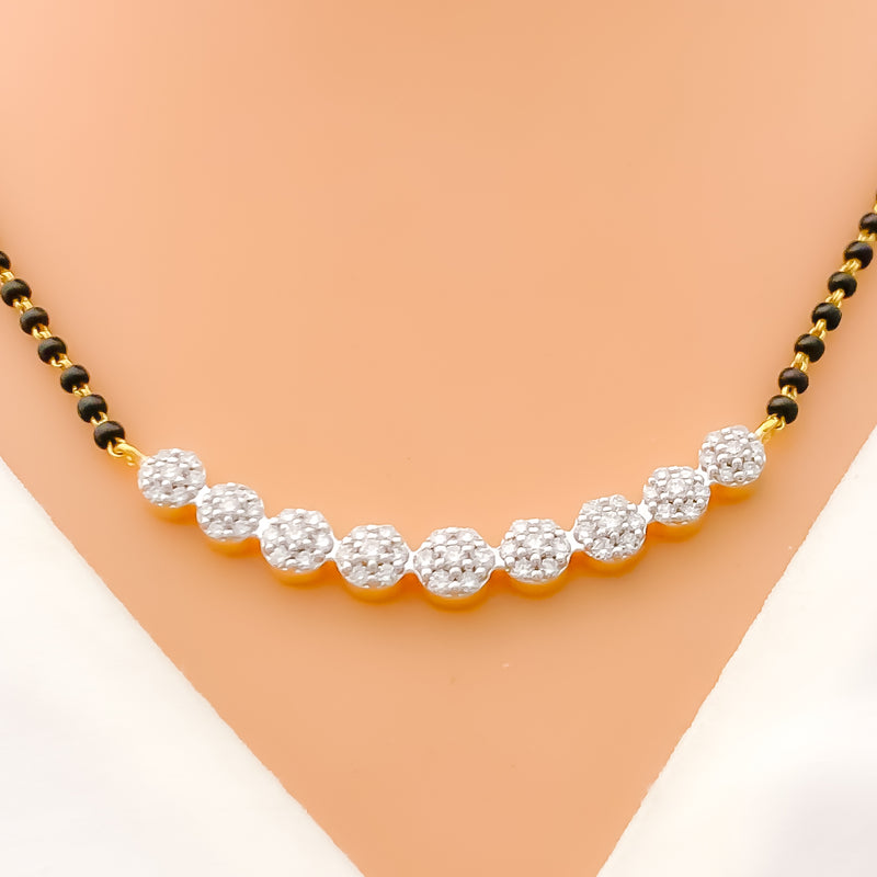 Lavish Floral Lined Diamond + 18k Gold Mangal Sutra 