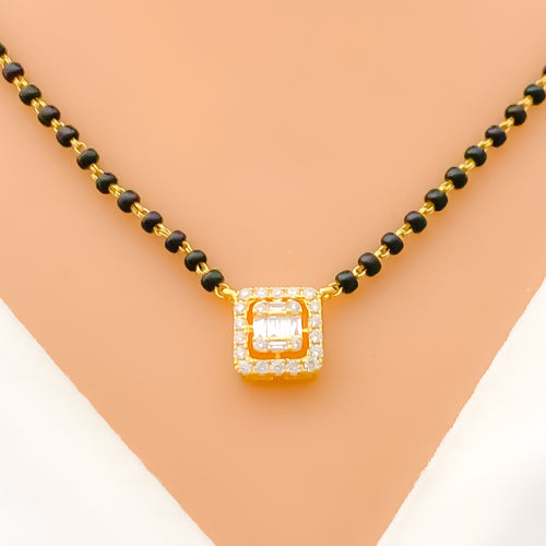 Extravagant Square Block Diamond + 18k Gold Mangal Sutra