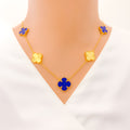 Bold Deep Blue 21K Gold Necklace Set 