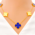 Bold Deep Blue 21K Gold Necklace Set 