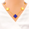 Bold Deep Blue 21K Gold Necklace Set 