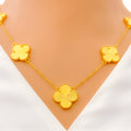 Reflective Floral 21K Gold Necklace Set